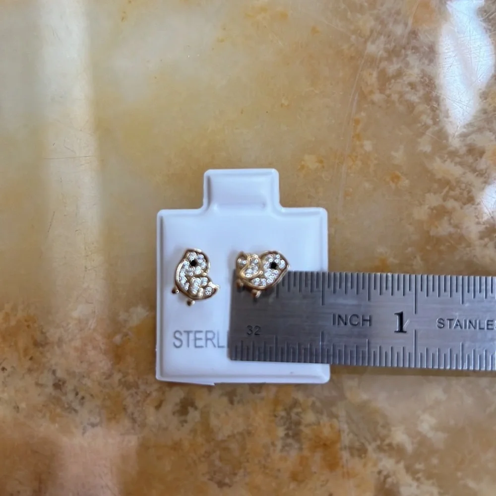 14k gold plated Chick CZ Girls Earrings girls kid.